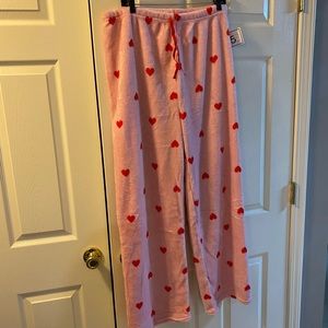 Plushy pj bottoms pink hearts on pink. Size XXL